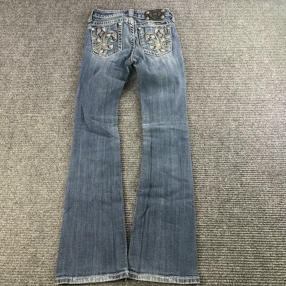 Y2K Womens Miss Me Bootcut Embroidered Pocket Jeans W24xL29 - Picture 1 of 7